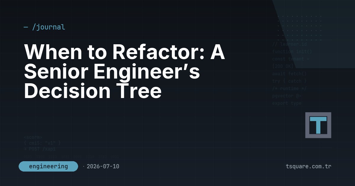 When to Refactor: A Senior Engineer’s Decision Tree — T-Square engineering blog
